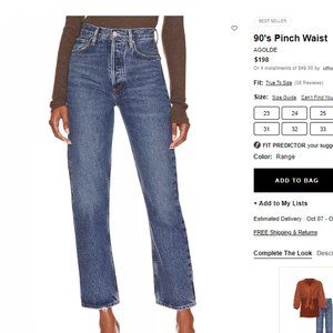 Agolde 90’ Pinch Waist High Rise Straight Jeans in Range Size 26